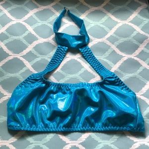 iHeartRaves Metallic Blue Crop Top